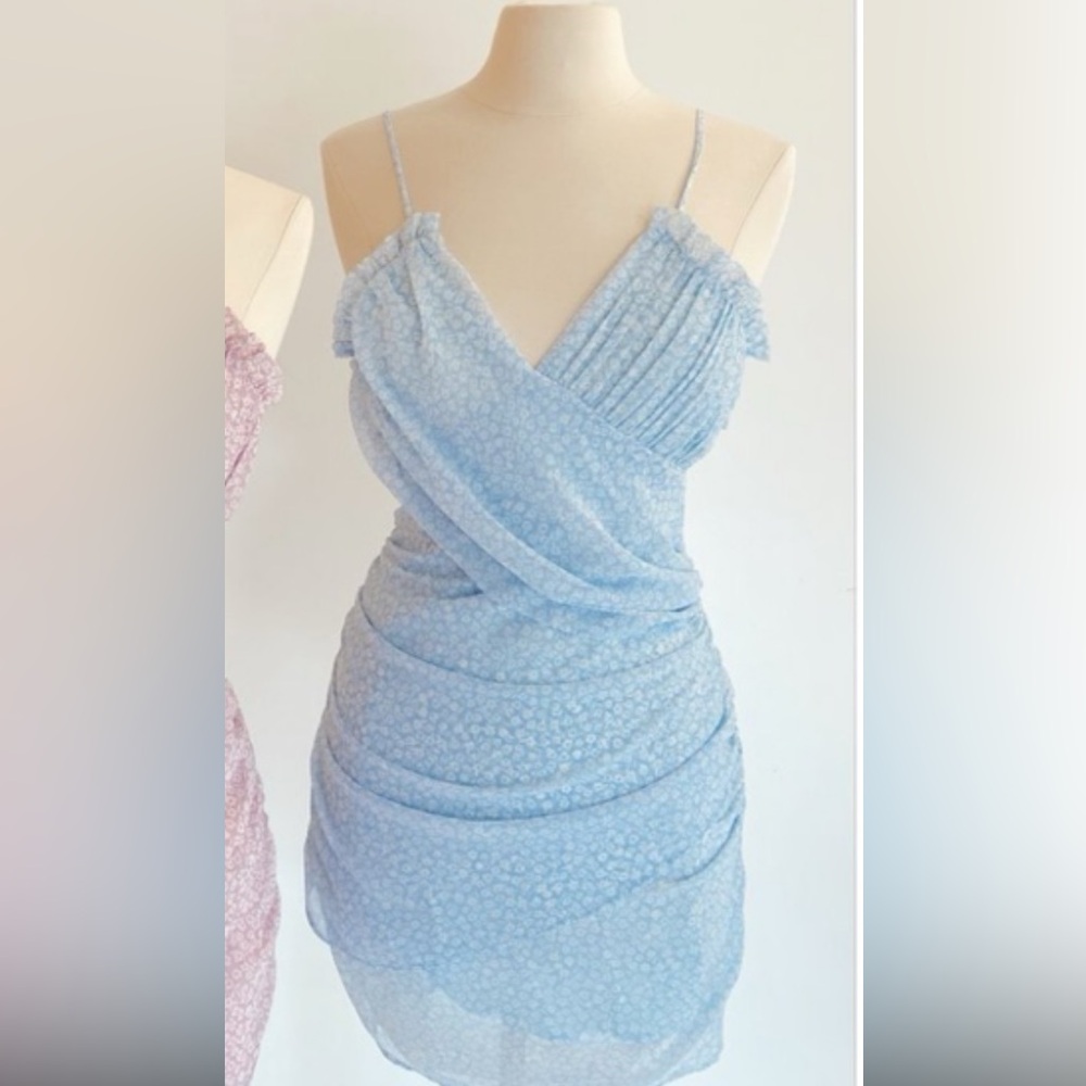 Cotton Candy Sky Blue floral Dress